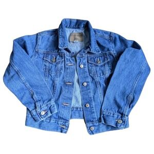 Vintage Y2K 90s London Jean Denim Jacket Made in USA Trucker Medium Cotton Blue